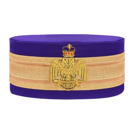 Scottish Rite Crown Cap - Wings Down Purple Silk With Gold Braid